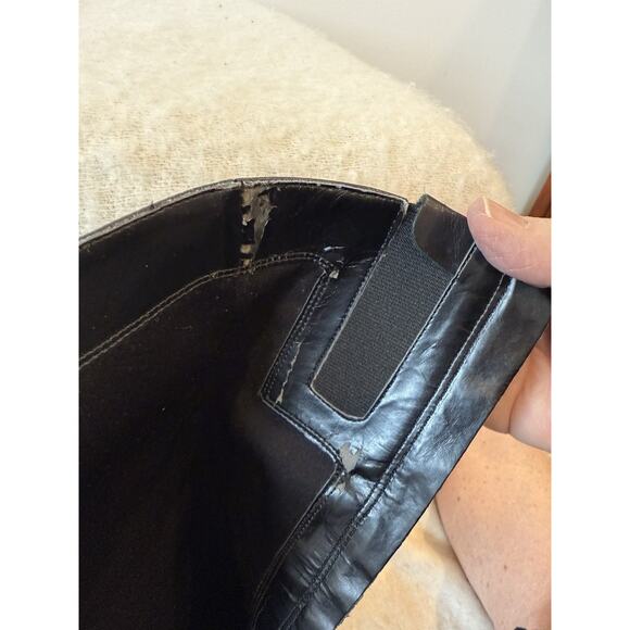 Nine West Women’s 10 Blogger Harness Riding Boots Mid Calf Black Leather Preppy - Picture 11 of 13